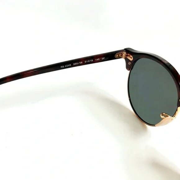 Ray-Ban Clubround Classic Polished Red Havana Tortoiseshell Sunglasses - Picture 5 of 7